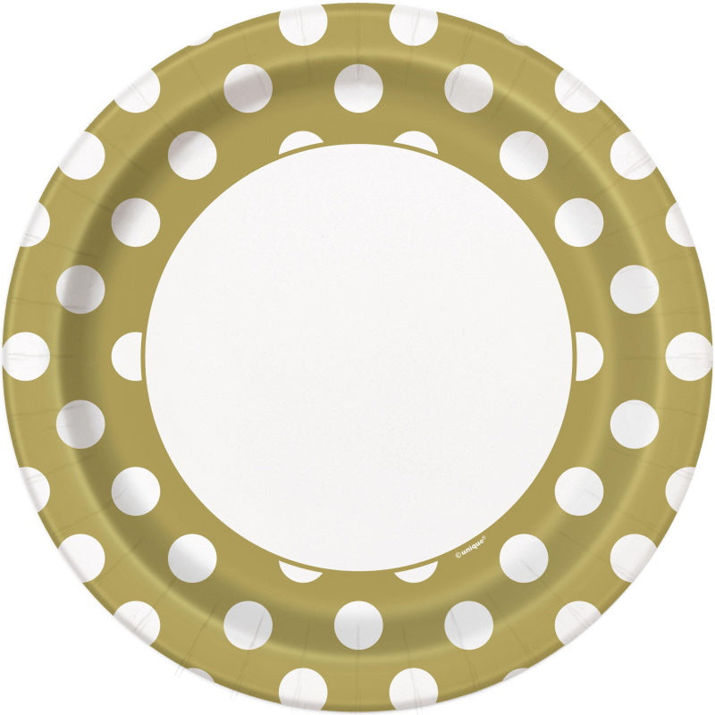 White & Gold Polka Dot Party Pack: Tableware & Decoration Kit