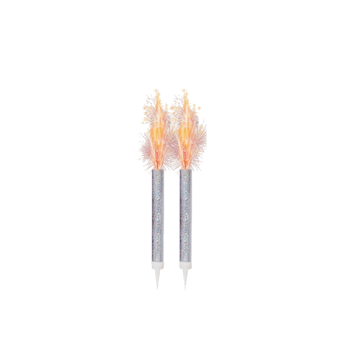 Silver Prismatic Ice Fountain Candles 2 Pack | Party Save Smile