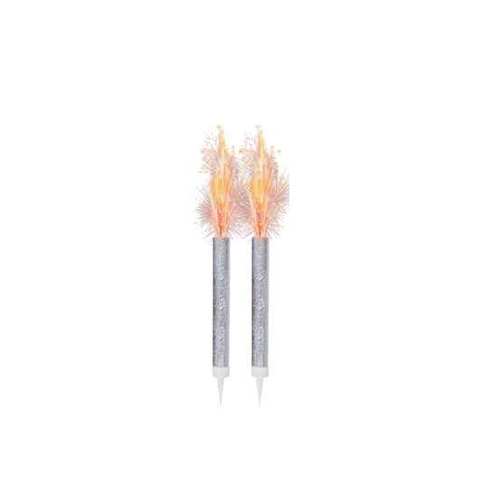 Silver Prismatic Ice Fountain Candles 2 Pack | Party Save Smile