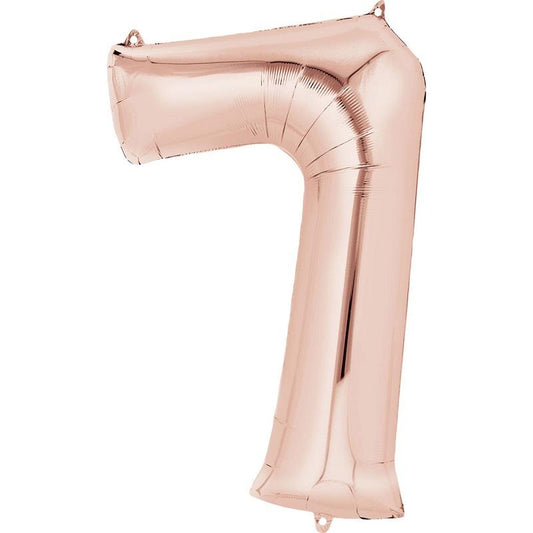 Rose Gold Number 7 Foil Balloon Air Fill 16 Inch Anagram | Party Save Smile