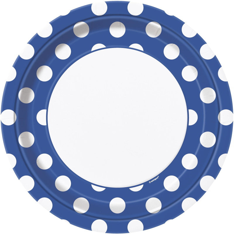 Royal Blue & White Polka Dots Party Pack: Tableware Party Kit