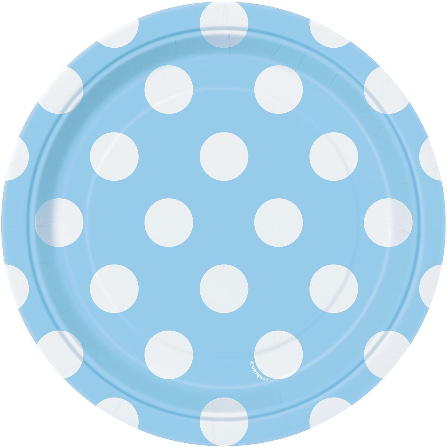 Powder Blue Polka Dot Party Cake Plates 18cm Pack of 8 | Party Save Smile