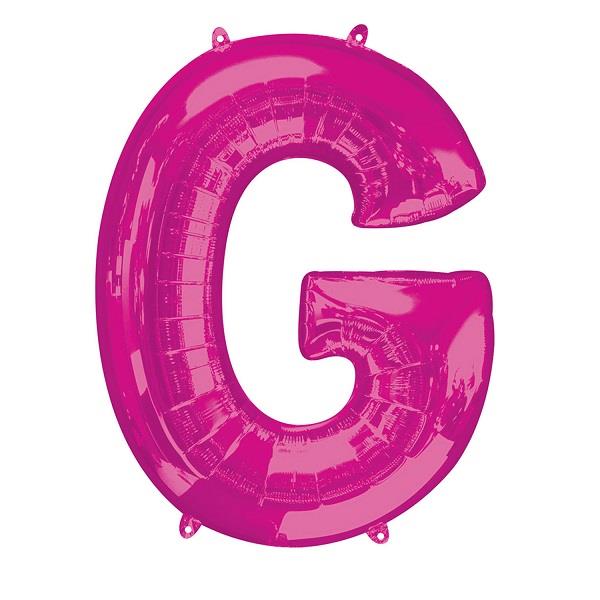 Pink Letter G Foil Balloon Air Fill 16 Inch Anagram | Party Save Smile