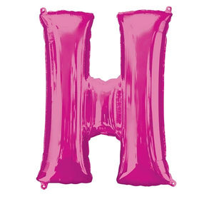 Pink Letter H Foil Balloon Air Fill 16 Inch Anagram