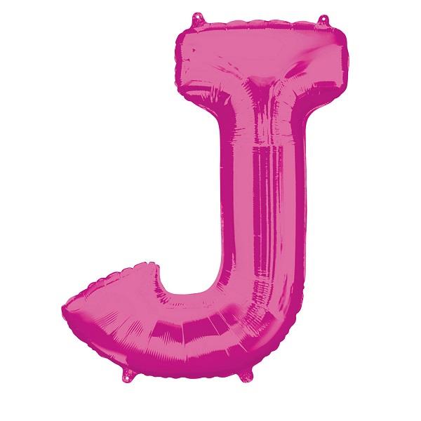 Pink Letter J Foil Balloon Air Fill 16 Inch Anagram | Party Save Smile