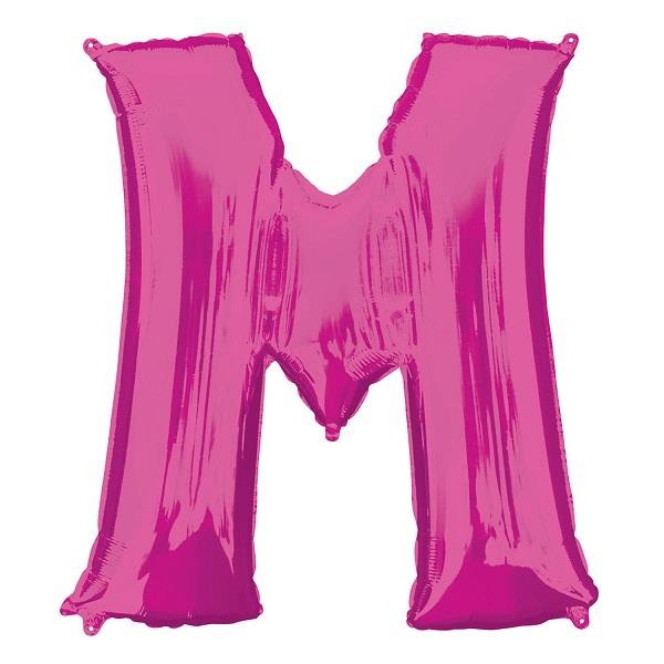 Pink Letter M Foil Balloon Air Fill 16 Inch Anagram | Party Save Smile