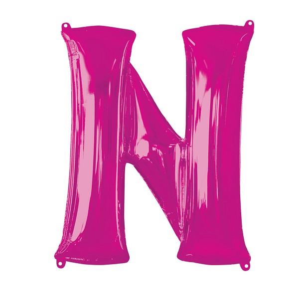 Pink Letter N Foil Balloon Air Fill 16 Inch Anagram | Party Save Smile