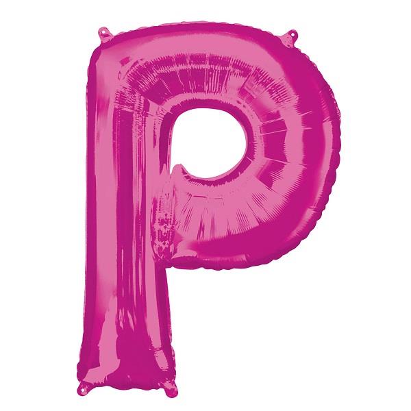 Pink Letter P Foil Balloon Air Fill 16 Inch Anagram | Party Save Smile