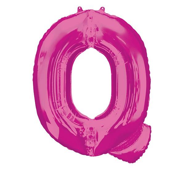 Pink Letter Q Foil Balloon Air Fill 16 Inch Anagram | Party Save Smile