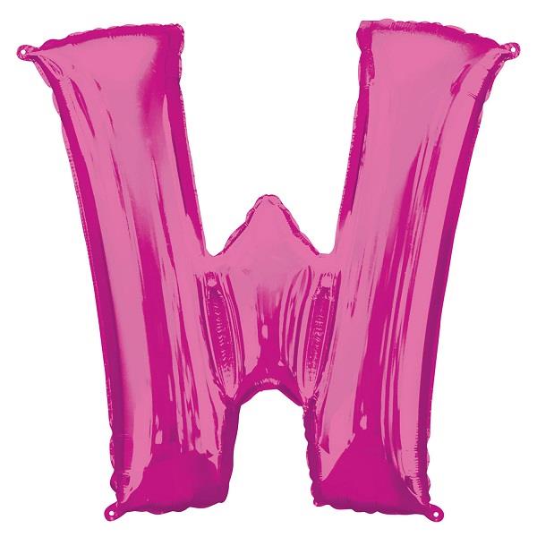Pink Letter W Foil Balloon Air Fill 16 Inch Anagram | Party Save Smile