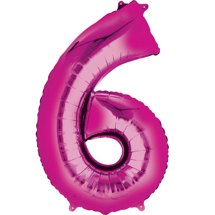 Pink Number 6 Foil Balloon Air Fill 16 Inch Anagram | Party Save Smile