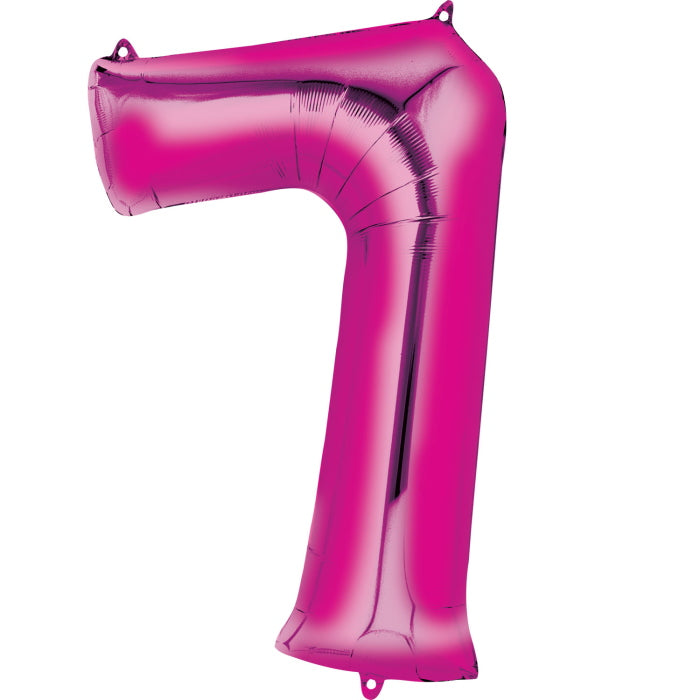 Pink Number 7 Foil Balloon Air Fill 16 Inch Anagram | Party Save Smile