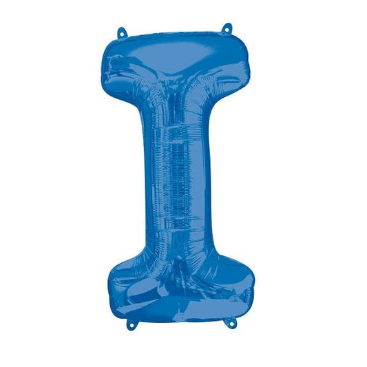 Blue Letter I Foil Balloon Air Fill 16 Inch Anagram | Party Save Smile