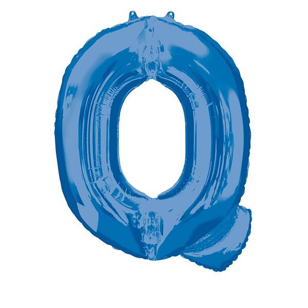 Blue Letter Q Foil Balloon Air Fill 16 Inch Anagram | Party Save Smile