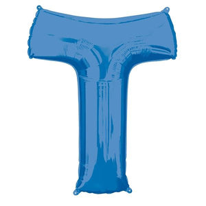 Blue Letter T Foil Balloon Air Fill 16 Inch Anagram