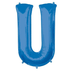 Blue Letter U Foil Balloon Air Fill 16 Inch Anagram