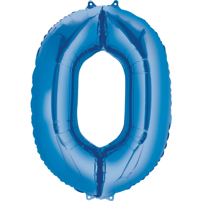 Blue Number 0 Foil Balloon Air Fill 16 Inch Anagram | Party Save Smile