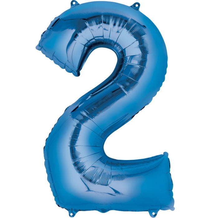 Blue Number 2 Foil Balloon Air Fill 16 Inch Anagram | Party Save Smile
