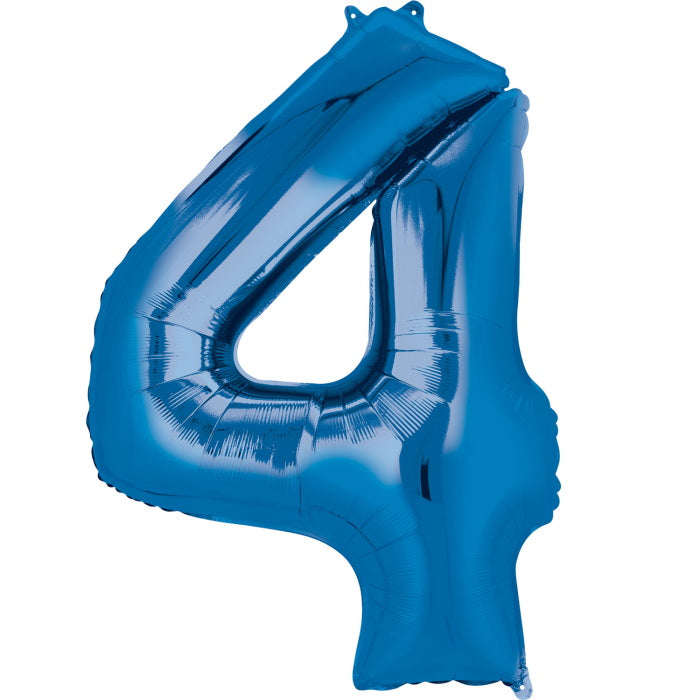 Blue Number 4 Foil Balloon Air Fill 16 Inch Anagram | Party Save Smile