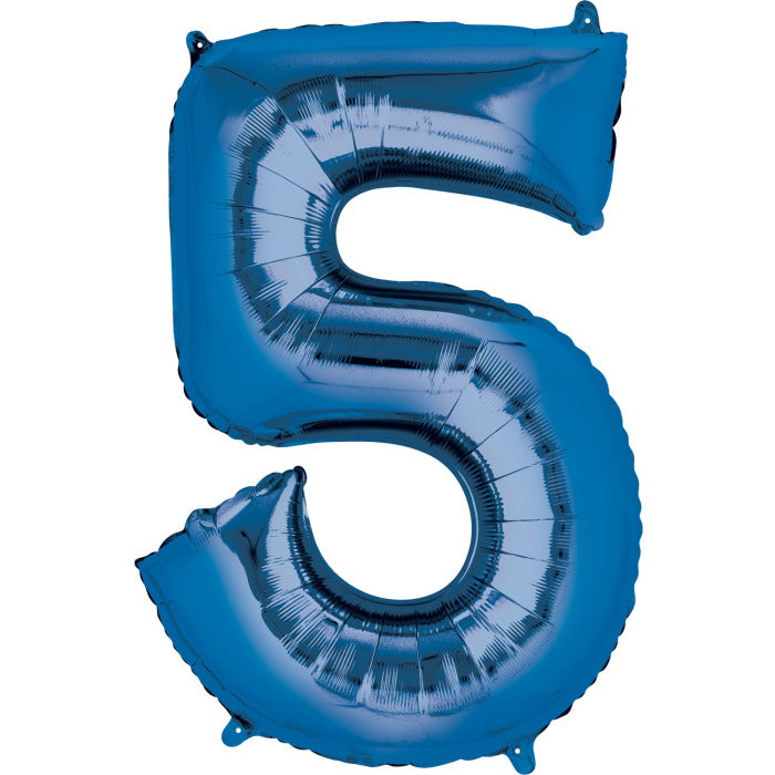 Blue Number 5 Foil Balloon Air Fill 16 Inch Anagram | Party Save Smile
