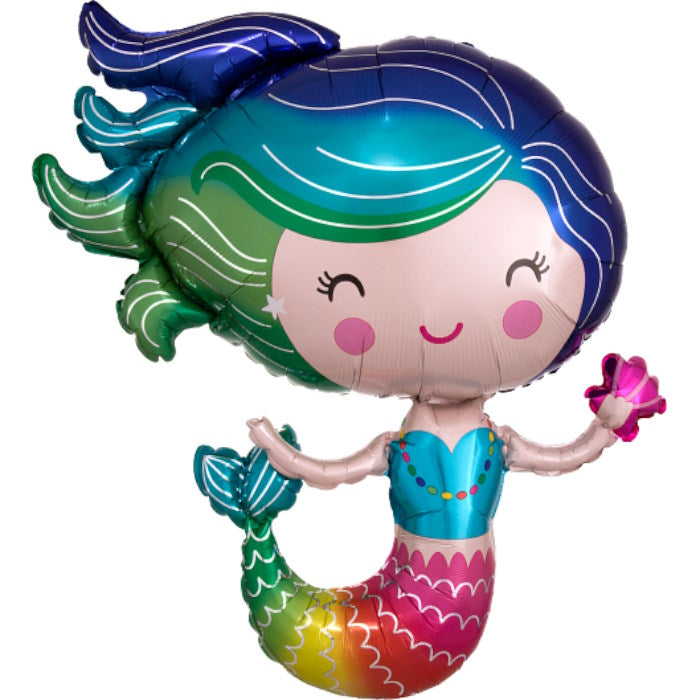 Colorful Mermaid Foil Balloon 30 inches | Party Save Smile