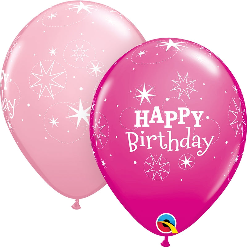 Pink Sparkle Happy Birthday Latex Balloons | Party Save Smile