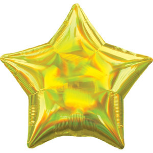 Yellow Iridescent Star Foil Balloon 18 Inch