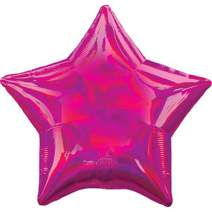 Hot Pink Iridescent Star Foil Balloon 18 Inch