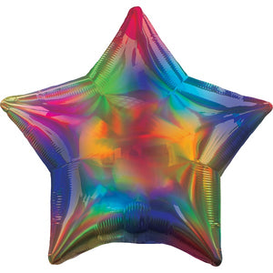 Rainbow Iridescent Star Foil Balloon 18 Inch