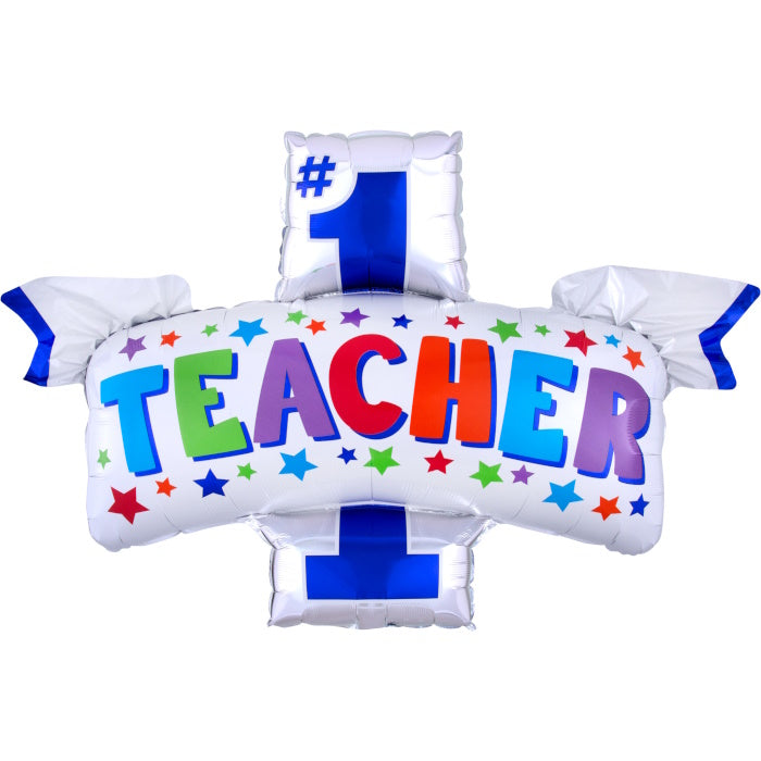 #1 Teacher Foil Balloon 38 inches | Party Save Smile
