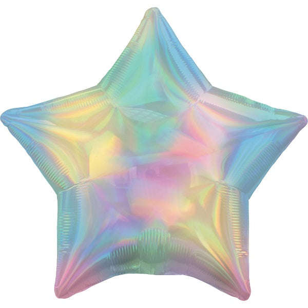 Pastel Rainbow Iridescent Star Foil Balloon 18 Inch | Party Save Smile