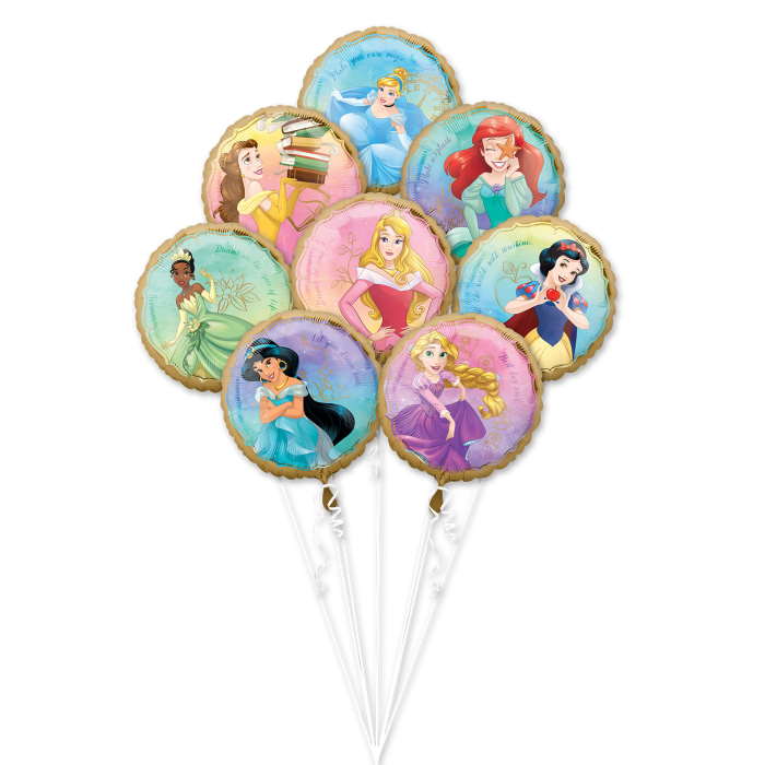 Princess Foil Balloon Bouquet Pack of 8 | Party Save Smile