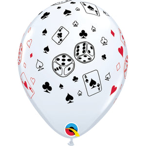 Casino Card and Dice Latex Balloons 11 Inch