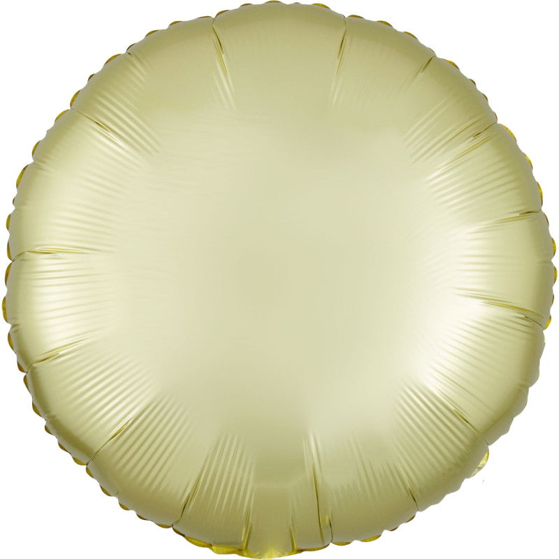 Pastel Yellow Circle Foil Balloon: Anagram Satin Luxe 18 inch | Party Save Smile