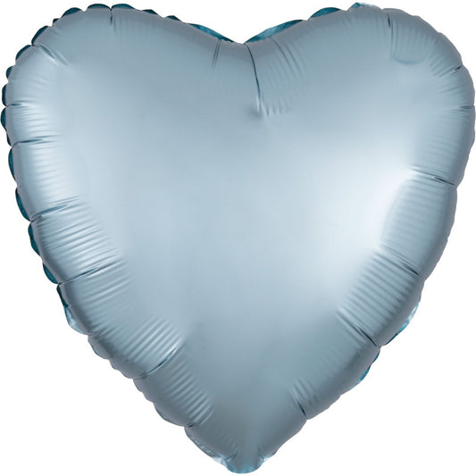 Pastel Blue Heart Foil Balloons - Anagram Satin Luxe 18 Inch | Party Save Smile
