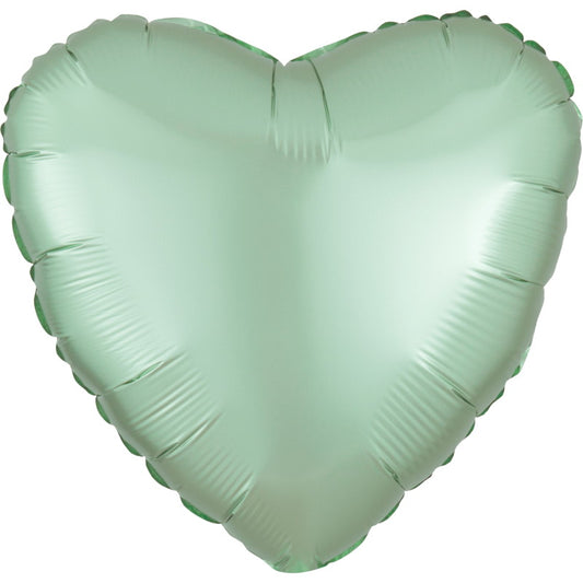 Mint Green Heart Foil Balloon - Anagram Satin Luxe 18 Inches | Party Save Smile