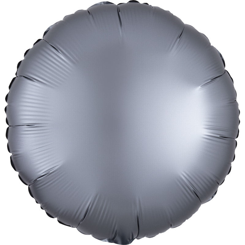 Graphite Grey Circle Balloons - Anagram Satin Luxe 18 Inches | Party Save Smile
