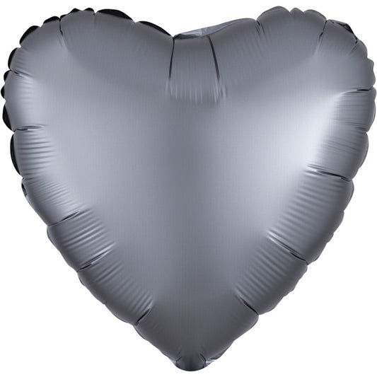 Satin Luxe Graphite Heart Foil Balloon Anagram 18 Inch | Party Save Smile
