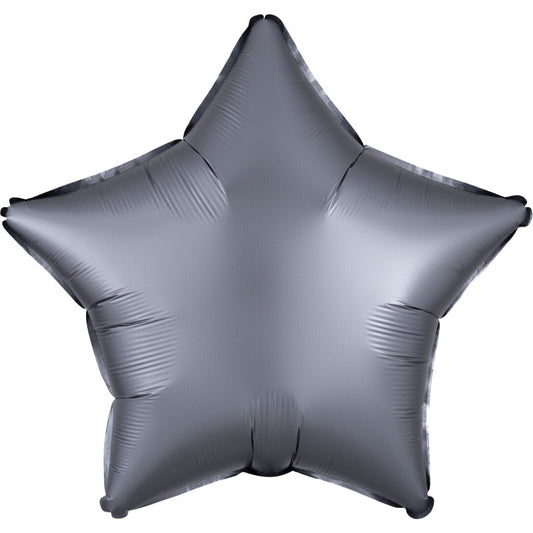 Graphite Star Foil Balloon Anagram Satin Luxe 18 Inch | Party Save Smile