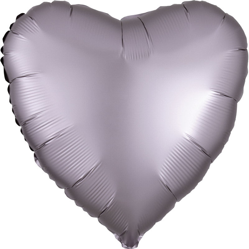 Greige Heart Foil Balloon: Anagram Satin Luxe 18 inch | Party Save Smile