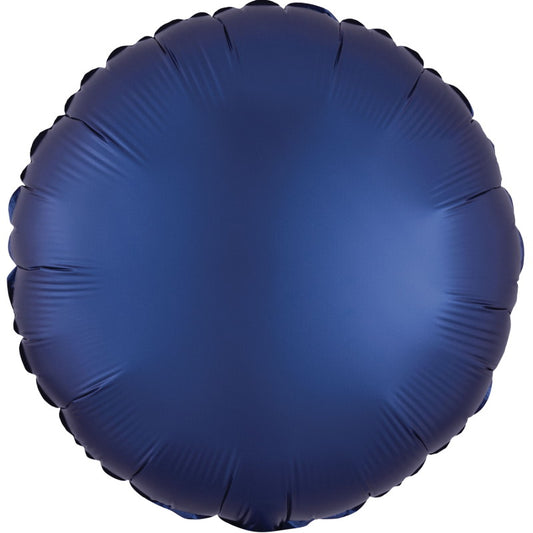 Satin Navy Blue Circle Foil Balloons Anagram 18 inches | Party Save Smile