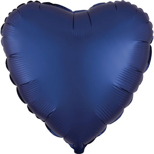Satin Navy Blue Heart Foil Balloons Anagram 18 inches | Party Save Smile