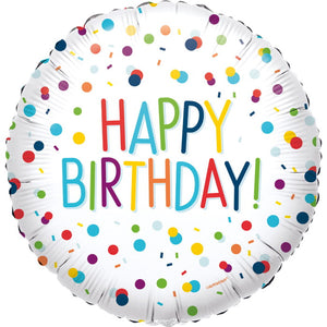 Colourful Birthday Balloons: Rainbow Confetti 18 inches