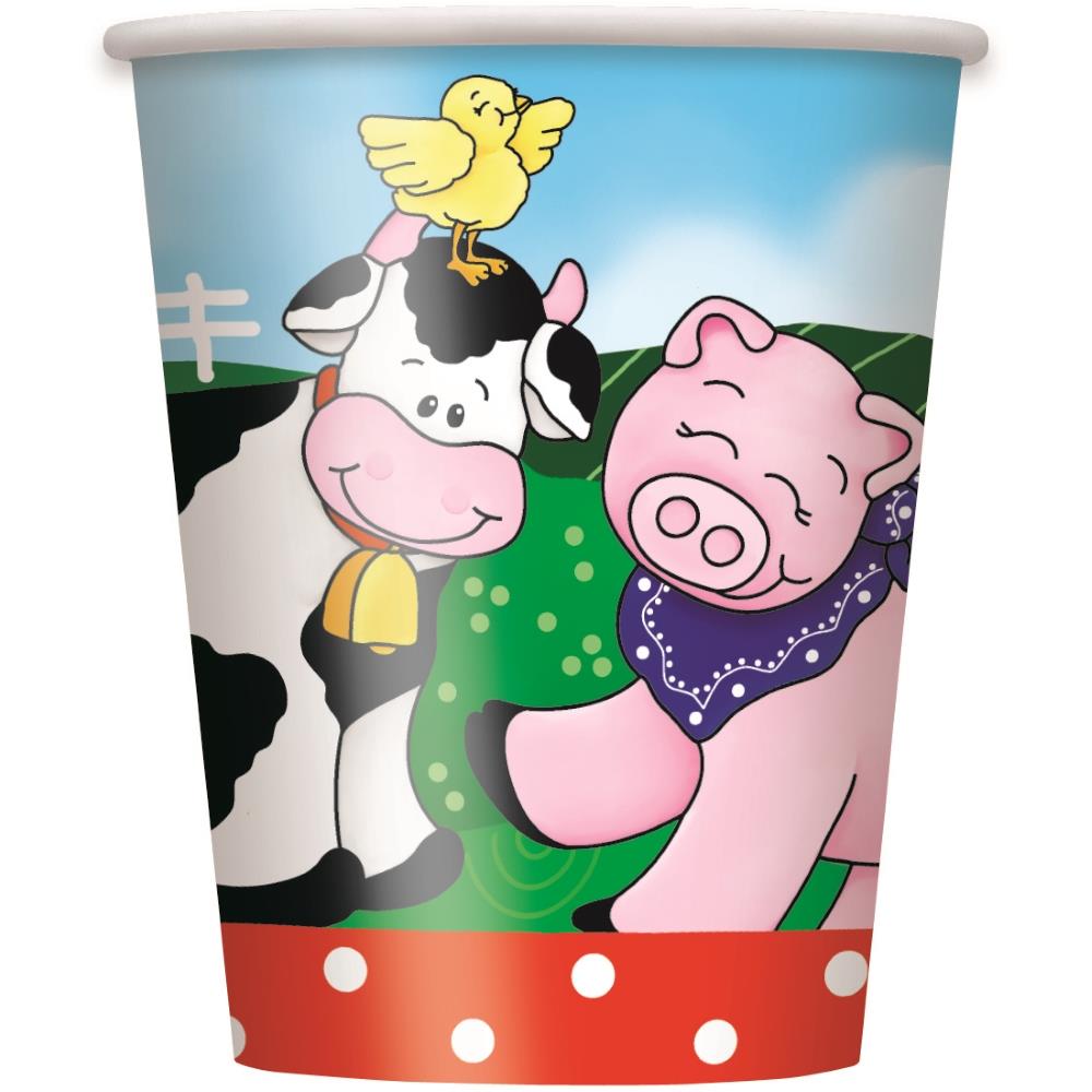 Farm Animal Paper Cups Pack of 8 | Party Save Smile