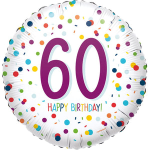 Rainbow 60th Birthday Foil Balloons 18 inch