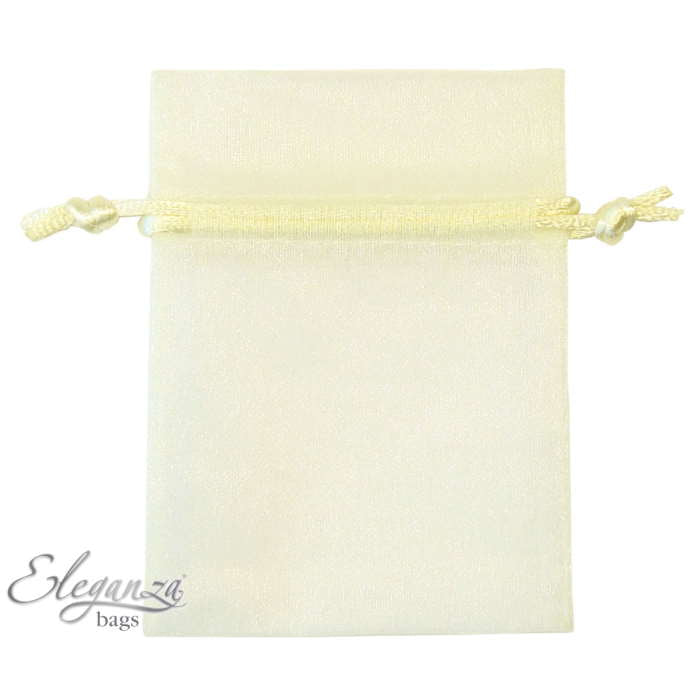 Ivory Organza Bags: Wedding Favour Bags Pack of 10 | Party Save Smile