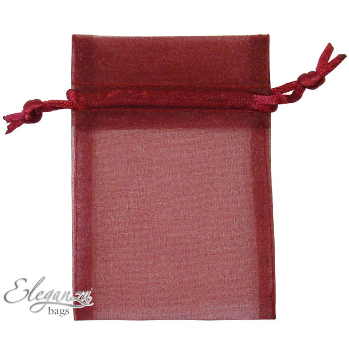 Burgundy Organza Bags Pack of 10 | Party Save Smile