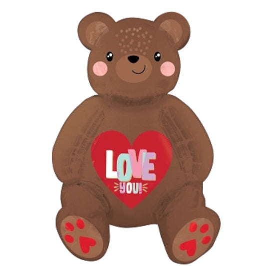 Satin Love Bear Sitting Foil Balloon - Air Fill | Party Save Smile