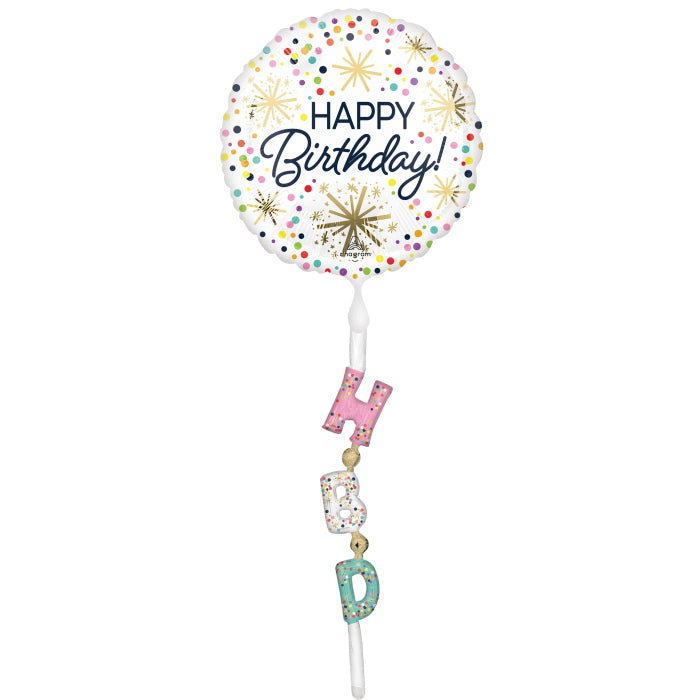 Confetti Birthday Airwalker Balloon with Tail 69 Inches | Party Save Smile