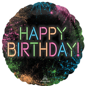 Neon Birthday Foil Balloon 18 inches